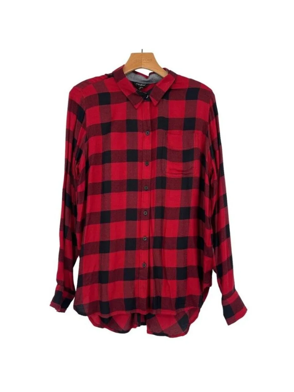 Lucky brand women's blouse top red plaid size medium long sleeve new $79